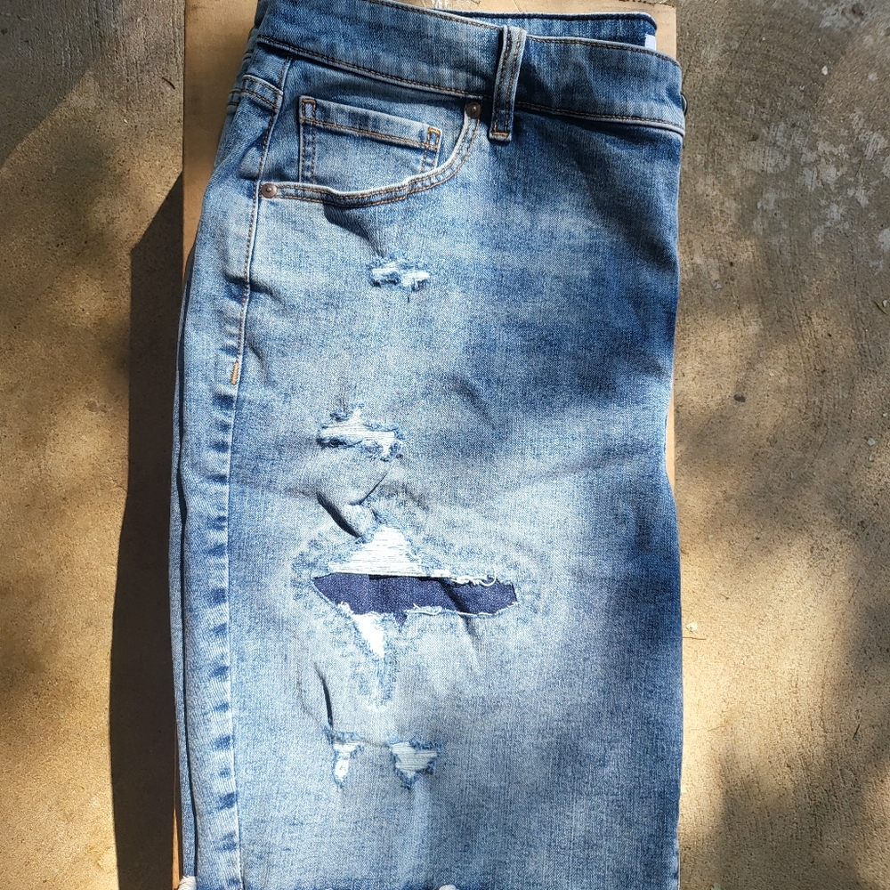 Lane Bryant Off Blue Jean shorts with fringe size 18